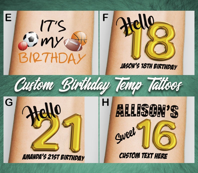 5x Custom Personalised TemporaryTattoos 26 designs to choose from!