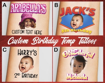 10 Custom Personalised Temporary Tattoos. Birthday Tattoos, Sten, Party Tattoos, Face Tattoos.  26 designs to choose from!