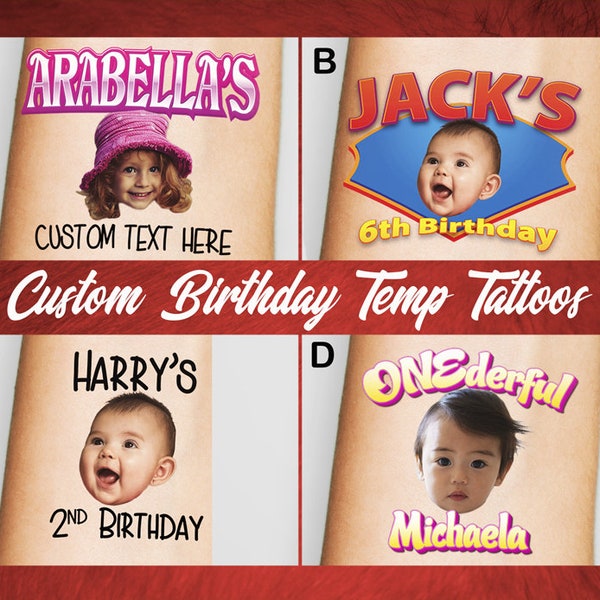 10 Custom Personalised Temporary Tattoos. Birthday Tattoos, Sten, Party Tattoos, Face Tattoos.  26 designs to choose from!