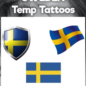 SWEDEN Flag Temp tattoos. Euro championships, football, face flags, face tattoos, Sweden, Swedish flag
