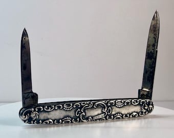 Coltello da frutta vintage Howes in argento sterling a due lame