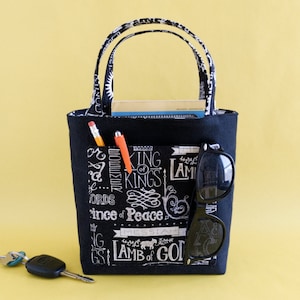 Bible Bag for Women Small Christian Tote for Bible Study Religious Friend Birthday Gift of Mini Canvas Church Tote for Pastors Wife or Mom