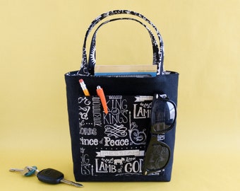 Bible Bag for Women Small Christian Tote for Bible Study Religious Friend Birthday Gift of Mini Canvas Church Tote for Pastors Wife or Mom