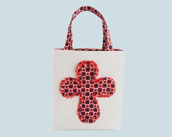 Patriotic Bible Bag Large USA Christian Tote with Cross and Pockets for Religious Woman
