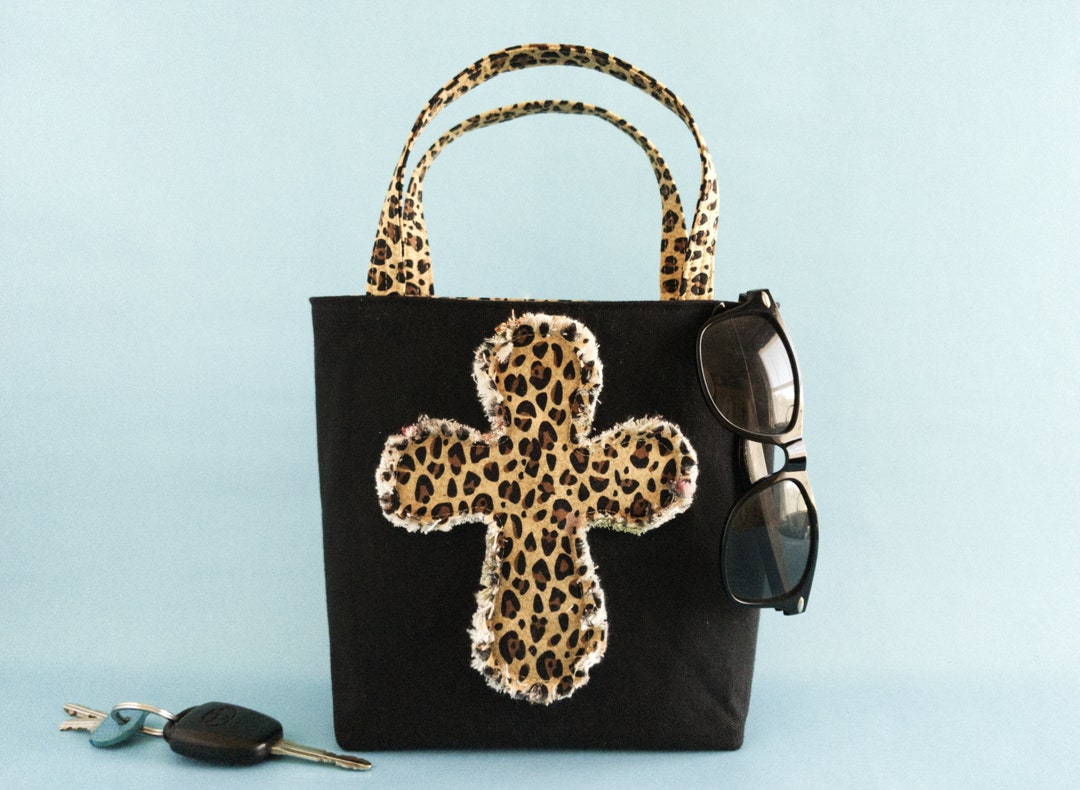 Christian Bible Pattern Print Leather Tote Bag
