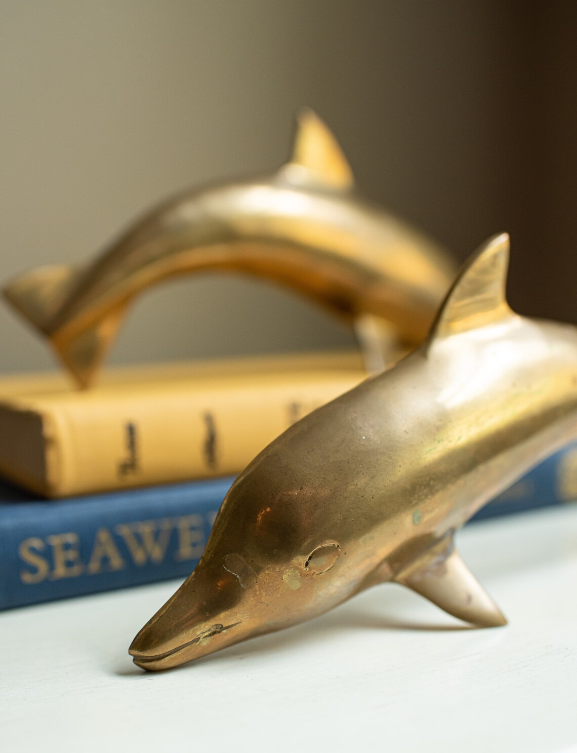 Brass Wall Dolphins Brass Wall Decor Dolphin Sculpture Etsy