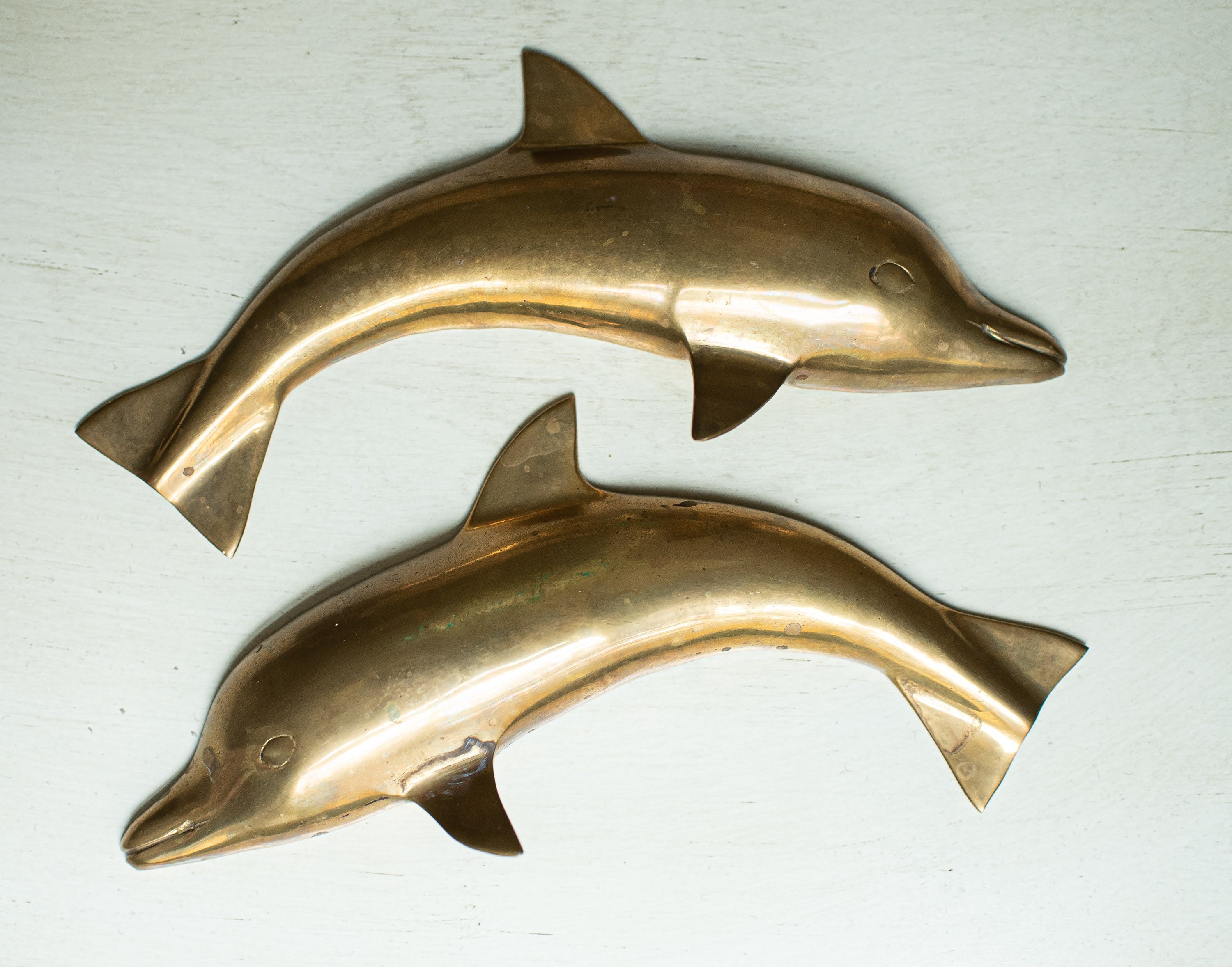 Brass Wall Dolphins Brass Wall Decor Dolphin Sculpture Etsy