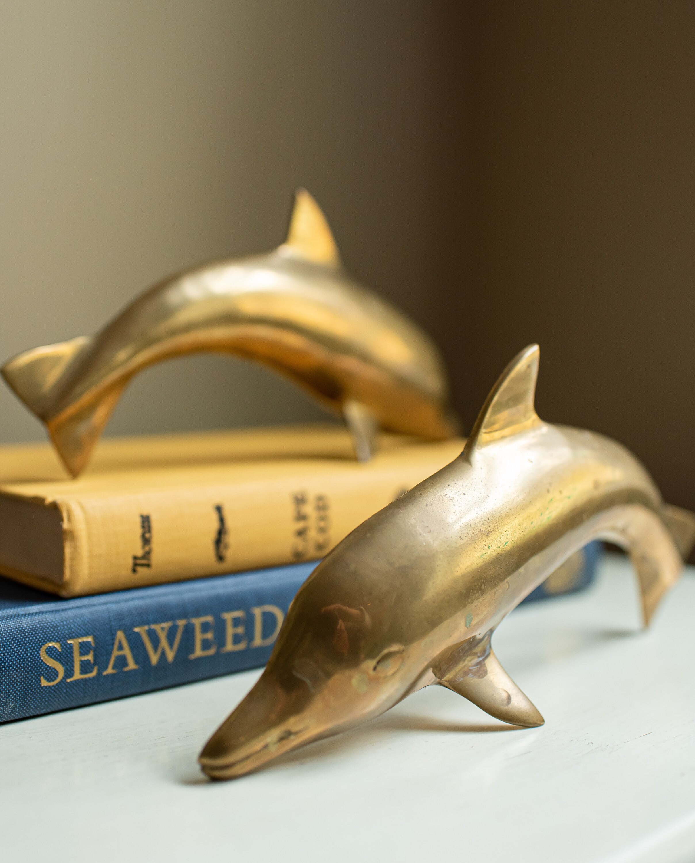 Brass Wall Dolphins Brass Wall Decor Dolphin Sculpture Etsy