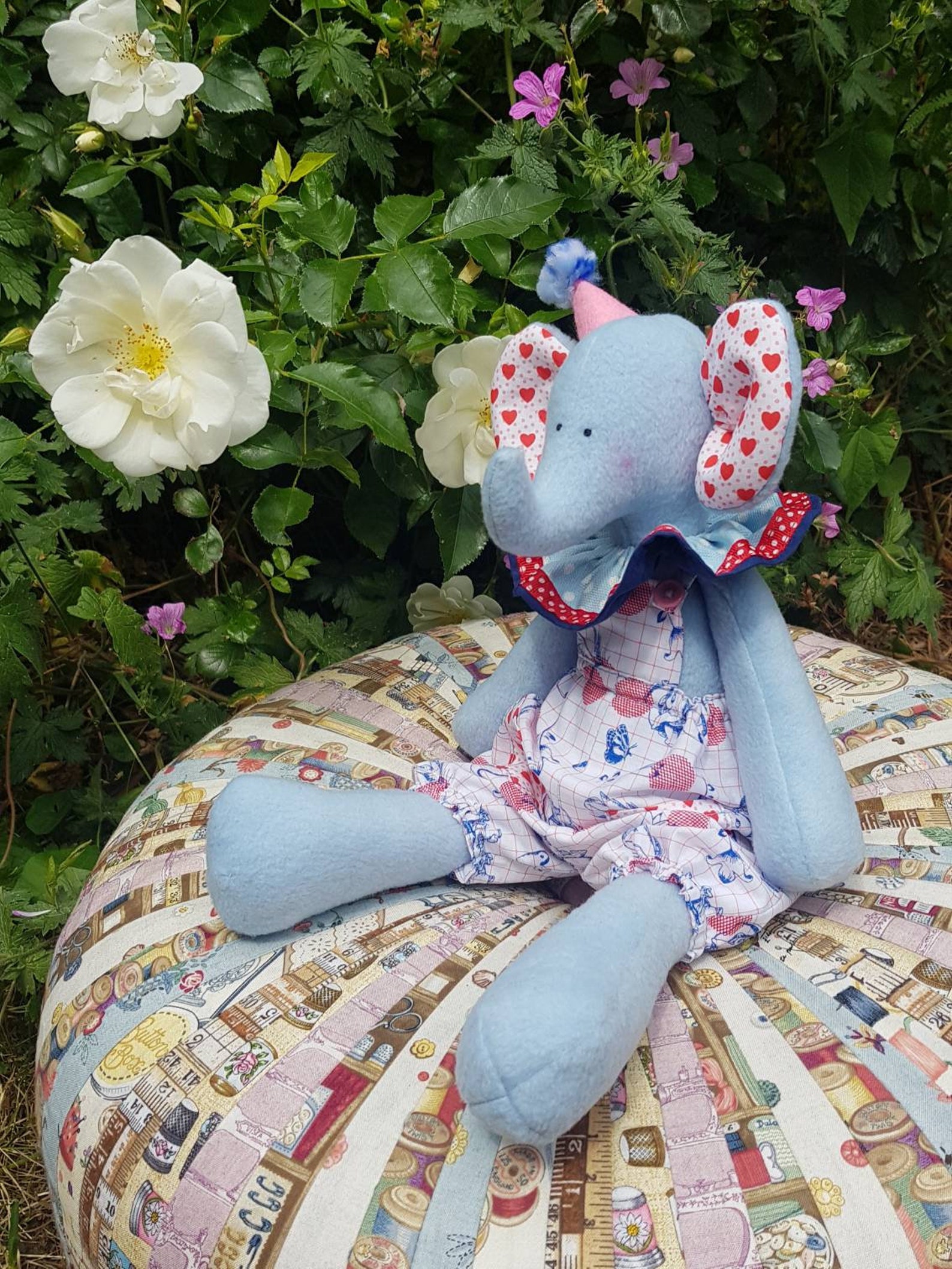 ELEPHANT KEEPSAKE TOY tilda elephant circus style. A one of Etsy