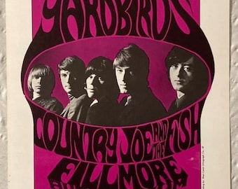Yardbirds 1966 Fillmore Tour Poster 2nd Printing Bill Graham Led Zeppelin