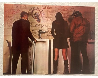 Women’s Lib 1972 Poster Sexy Miniskirt Boots Girl At Urinal Canterbury Butler WI