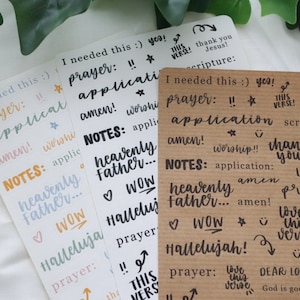 Bible journaling sticker sheet, christian, aesthetic journaling stickers.