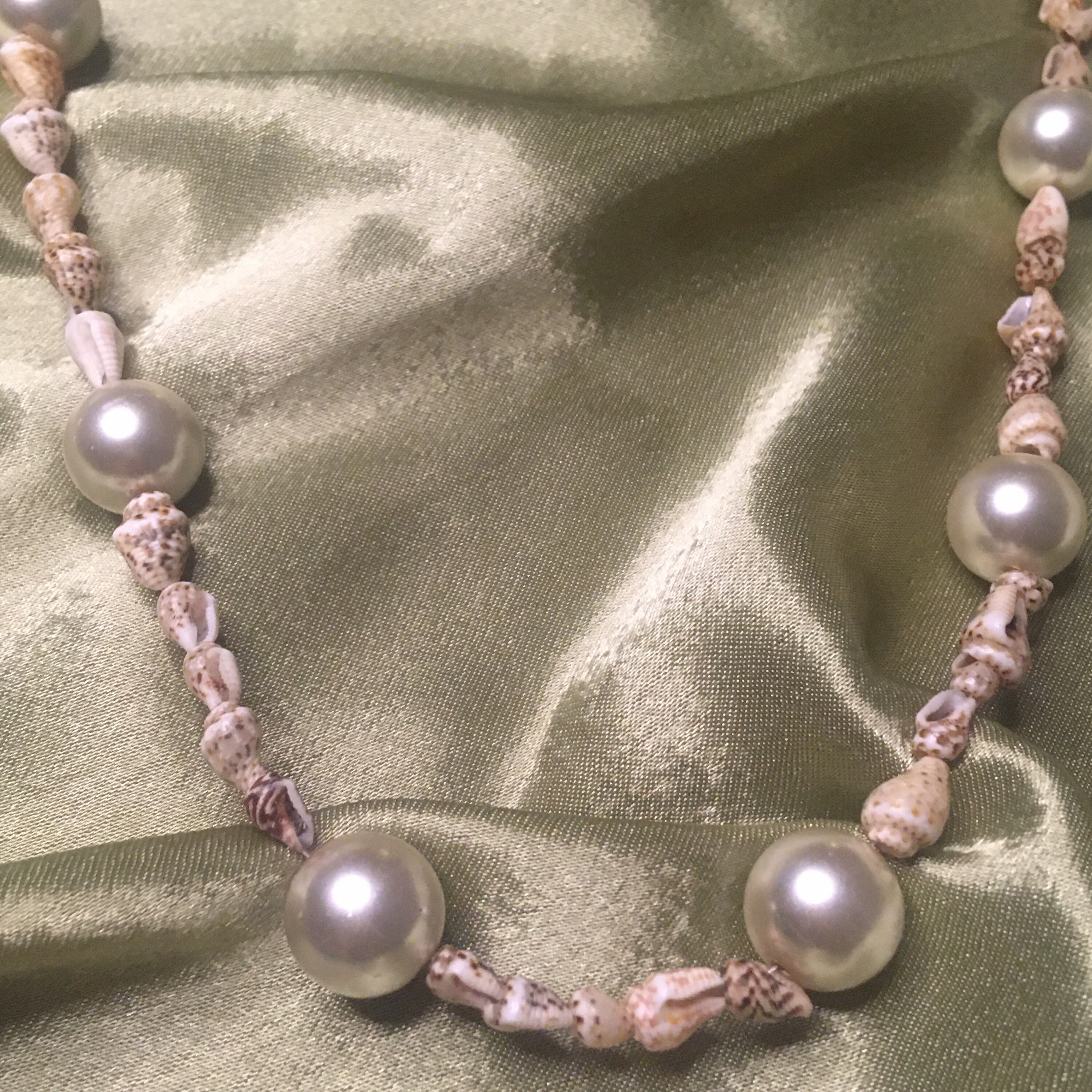 Large Pearl & Shell Bead Necklace Etsy