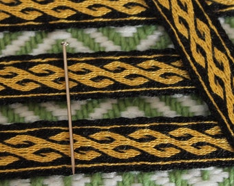 Hand-woven 100/% Silk Band 2,2 meters Braid trim Hand Made Tablet Card Weaving Loom Viking Slavs Reenactment Early Medieval LARP