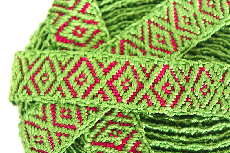 Oseberg Roses Pattern Hand-woven Band Silk PRICE per METER Oseberg Pattern /braid / Hand Made ...