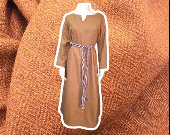 Vestido de lana tejido a mano, estilo vikingo eslavo, en diferentes tallas. Vestido exterior, medieval temprano, Oseberg, estampado de rombos, 100 % lana.