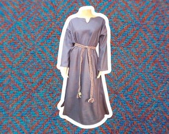 Vestido de lana tejido a mano, estilo vikingo eslavo, en diferentes tallas. Vestido exterior, medieval temprano, Oseberg, estampado de rombos, 100 % lana.