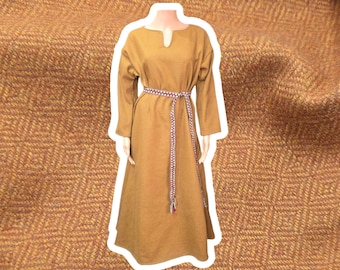 Vestido de lana tejido a mano, estilo vikingo eslavo, en diferentes tallas. Vestido exterior, medieval temprano, Oseberg, estampado de rombos, 100 % lana.