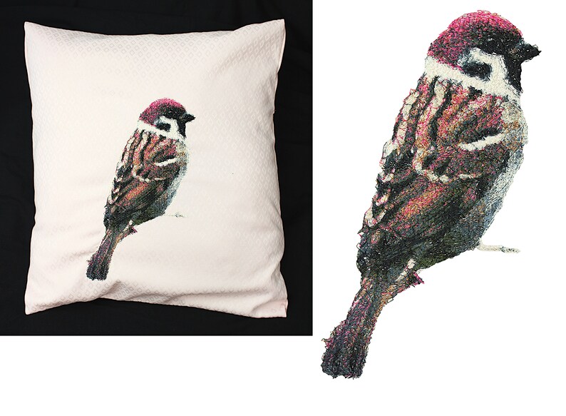 Hand made Pillowcase Pillowslip 4040 cms BIRD Sparrow no4 Pillow Cover Unique Silk Embroidery Diamond Custom Animal Home Dekor Gift
