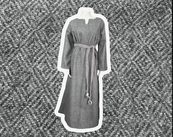 Vestido de lana tejido a mano, estilo vikingo eslavo, en diferentes tallas. Vestido exterior, medieval temprano, Oseberg, estampado de rombos, 100 % lana.