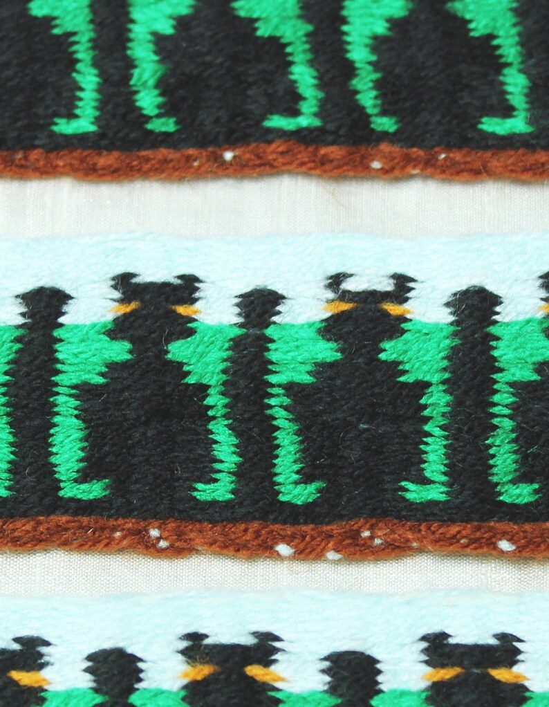 Hand-woven Band 2,53 m CATS BATS Braid trim Hand Made Tablet Card Weaving Viking Saxon Reenactment Early Medieval Wool LARP