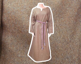 Vestido de lana tejido a mano, estilo vikingo eslavo, en diferentes tallas. Vestido exterior, medieval temprano, Oseberg, estampado de rombos, 100 % lana.