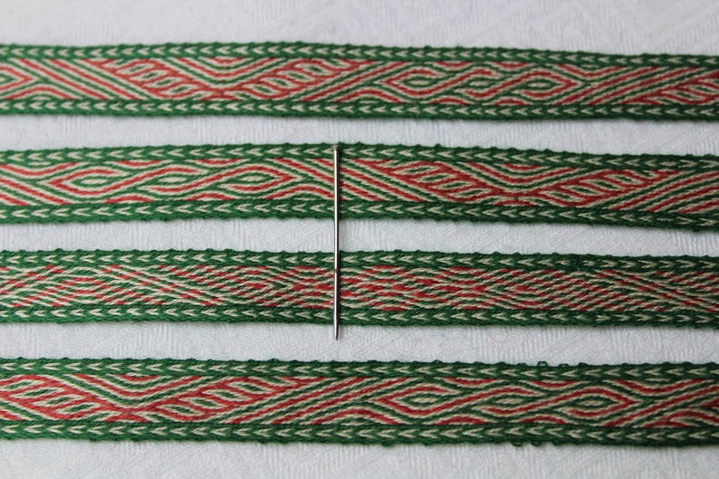 Hand-woven 100/% Silk Band 2,2 meters Braid trim Hand Made Tablet Card Weaving Loom Viking Slavs Reenactment Early Medieval LARP