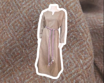 Vestido de lana tejido a mano, estilo vikingo eslavo, en diferentes tallas. Vestido exterior, medieval temprano, Oseberg, estampado de rombos, 100 % lana.