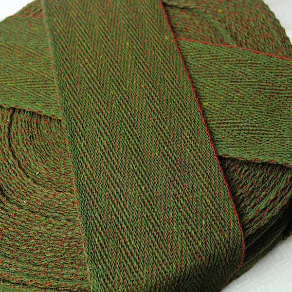 Hand-woven Band Leg Wraps Wrappers width 8cm Herringbone green-red Loom Weaving Viking Saxon Reenactment Early Medieval larp PRICE PER METER