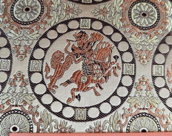 Brocaded Silk Fabric Brocade Oseberg 98 cm /74 cms Warrior Horse Lion Reenactment Medieval Viking Byzantine Tang dynasty 800 - 900 A.D.