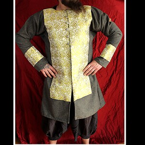 Viking Byzantine woolen Caftan Coat with Silk Panels, size approx. M