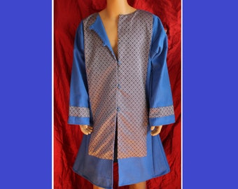 Linen Viking Byzantine linen Caftan Coat with Silk Panels, size approx. L