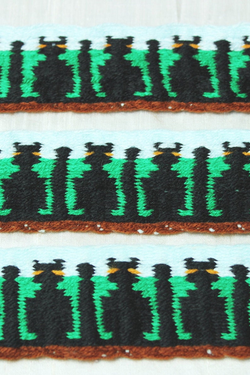 Hand-woven Band 2,53 m CATS BATS Braid trim Hand Made Tablet Card Weaving Viking Saxon Reenactment Early Medieval Wool LARP