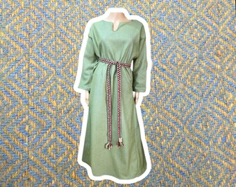 Vestido de lana tejido a mano, estilo vikingo eslavo, en diferentes tallas. Vestido exterior, medieval temprano, Oseberg, estampado de rombos, 100 % lana.