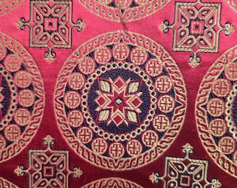 Brocaded Silk Moschevaya balka Fabric Brocade 97 cms / 75 cms Ornamental Geometrical Reenactment Medieval Byzantine Nomadic 750 - 900 A.D.