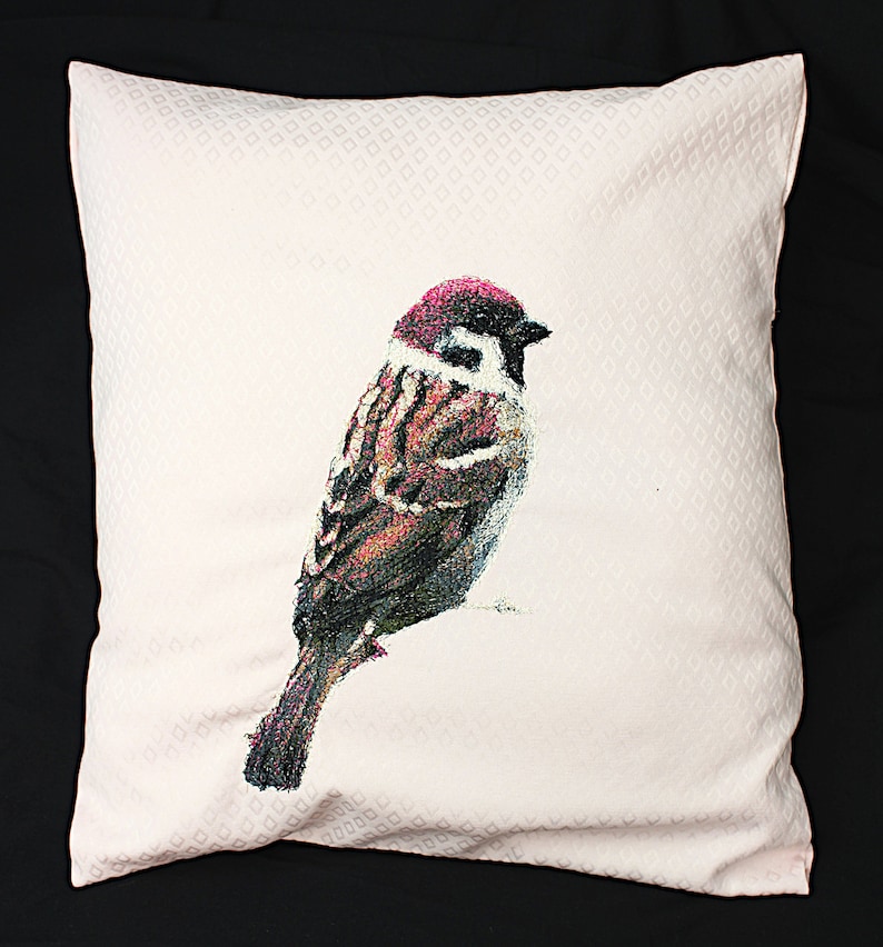 Hand made Pillowcase Pillowslip 4040 cms BIRD Sparrow no4 Pillow Cover Unique Silk Embroidery Diamond Custom Animal Home Dekor Gift