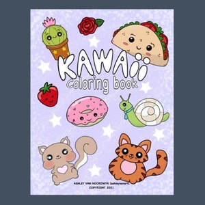 Kawaii Coloring Book, Digital Download Coloring Book, Anime Coloring, Cartoon Coloring, Kawaii Animals, Kawaii Boba,Printable Coloring Pages
