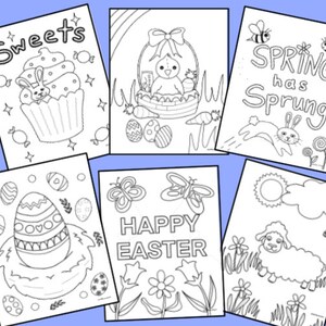 Easter Coloring Pages, 12 Hand-illustrated Easter Activity for Kids, Easter Egg, Easter Bunny, Printable Coloring Pages, Instant Download