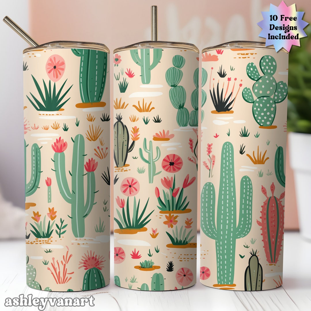Cactus Tumbler PNG 20 Oz Skinny Tumbler Sublimation Cactus Tumbler ...