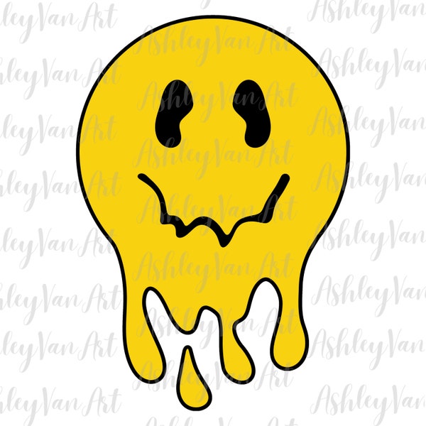 Melting Face SVG, Sublimation PNG Groovy Face Design, Cut file Cricut, Silhouette, Hand Drawn Digital Download , Scary Face SVG, Groovy