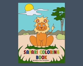 SAFARI COLORING BOOK, digital coloring book, safari jungle coloring pages, Printable Coloring Pages for kids, Safari Party Favors, Animals