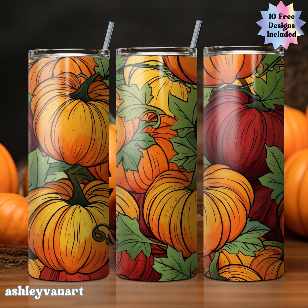 Pumpkin Seamless PNG Tumbler Wrap 20 Oz Skinny Tumbler Sublimation ...