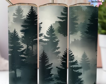 Forest Tumbler PNG Sublimation Design 20 oz Skinny Tumbler Sublimation Nature Lover Wrap PNG Seamless Tumbler Wrap Design Nature Tumbler PNG