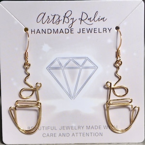 22K Gold or Silver Plated Barista Coffee Wire Earrings/ Minimalist Earrings/ Simple Earrings