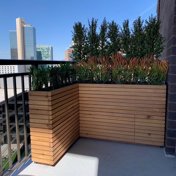 Mid-Century Modern L-Shaped Planters, Vision blocking planters, privacy planters  * Customer Orders Welcome* Ask for pricing