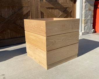 White Oak Cube Planter - Modern Indoor Outdoor Planter Box (Custom Sizes)