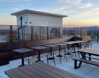 Custom Outdoor Restaurant Bench Seating – Architectural Ipe Hardwood Banquette for Patio & Commercial