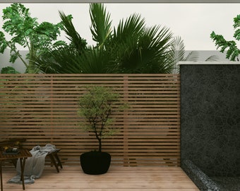 Western Red Cedar Modern Slatted Trellis & Screen Wall – Stylish Privacy and Decorative Screen