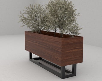 Modern planter, Wood and metal planter