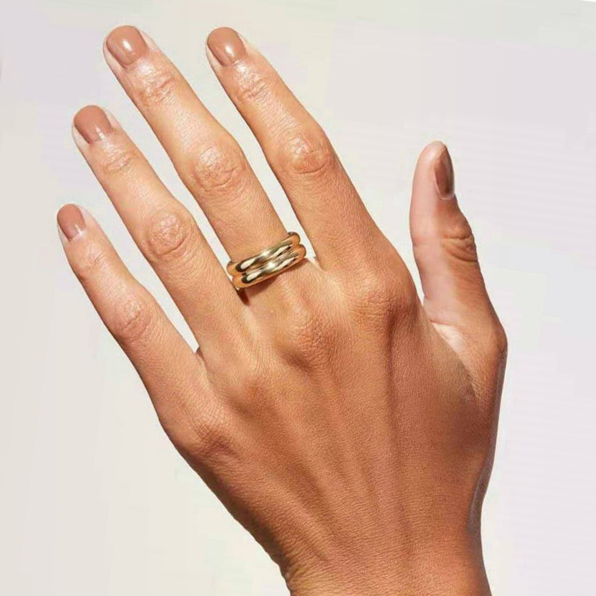 Double Band Ring Gold Double Ring Gold Rings for Women Etsy